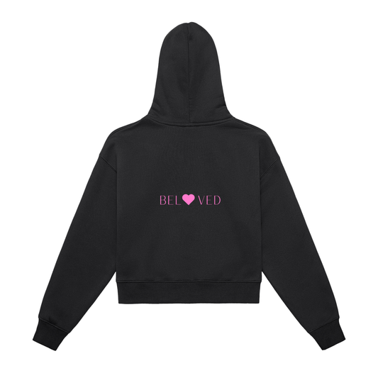 Beloved - Fleeced Zip-Up Cropped Hoodie