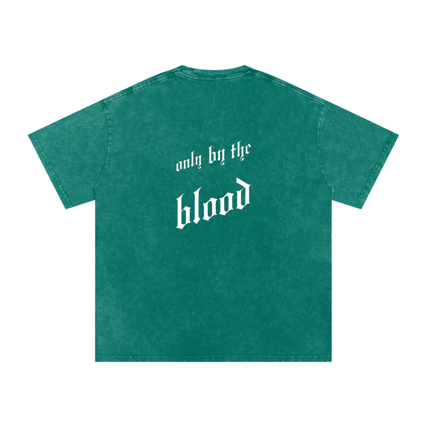 Only By The Blood (On Back) - Acid Wash Oversize T-Shirt - 250 GSM