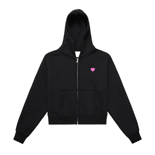 Beloved - Fleeced Zip-Up Cropped Hoodie