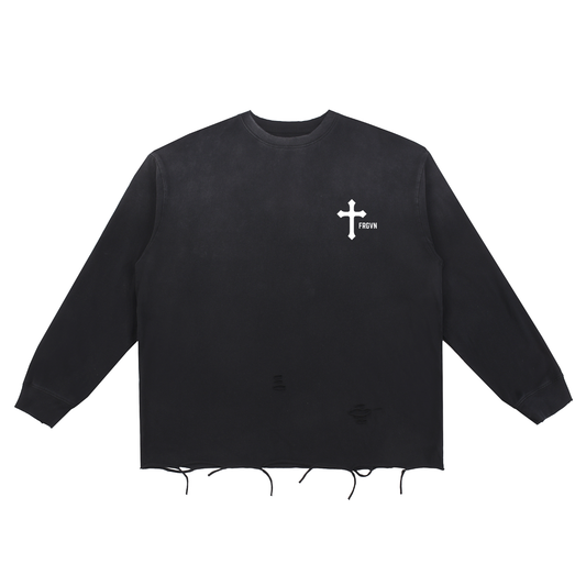Forgiven - Snow Wash Raw Edge Cotton Longsleeve