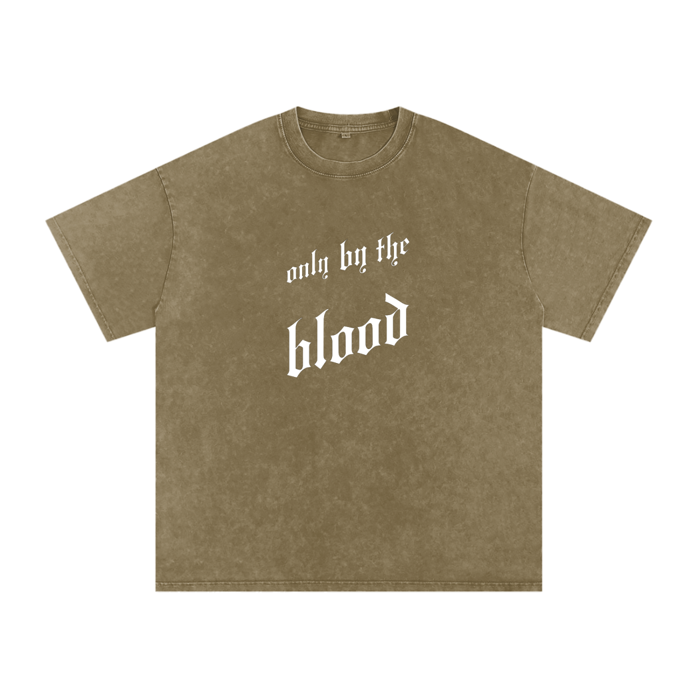 Only By the Blood (Front) - Acid Wash Oversize T-Shirt - 250 GSM