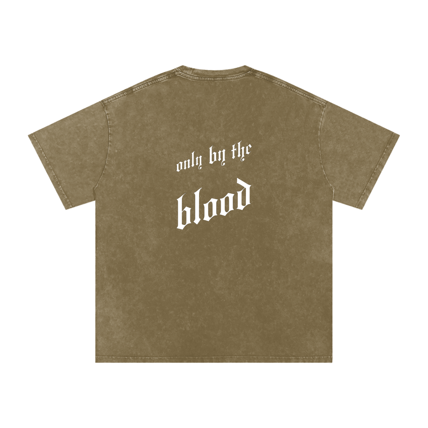 Only By The Blood (On Back) - Acid Wash Oversize T-Shirt - 250 GSM