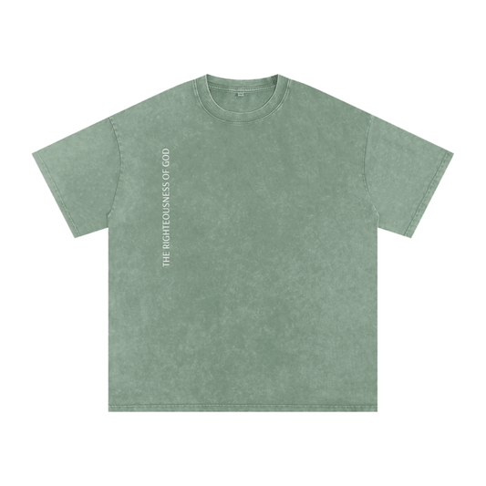 Only By The Blood (On Back) - Acid Wash Oversize T-Shirt - 250 GSM